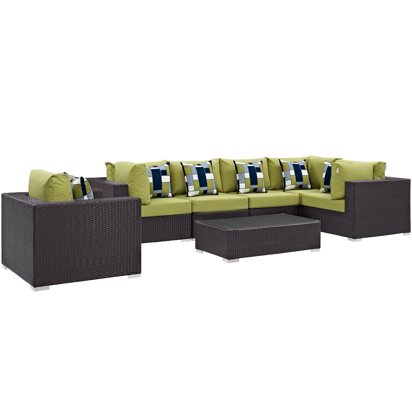 Modway Convene 7 Piece Outdoor Patio Sectional Set - EEI-2350 | Outdoor Sofas, Loveseats & Sectionals | 