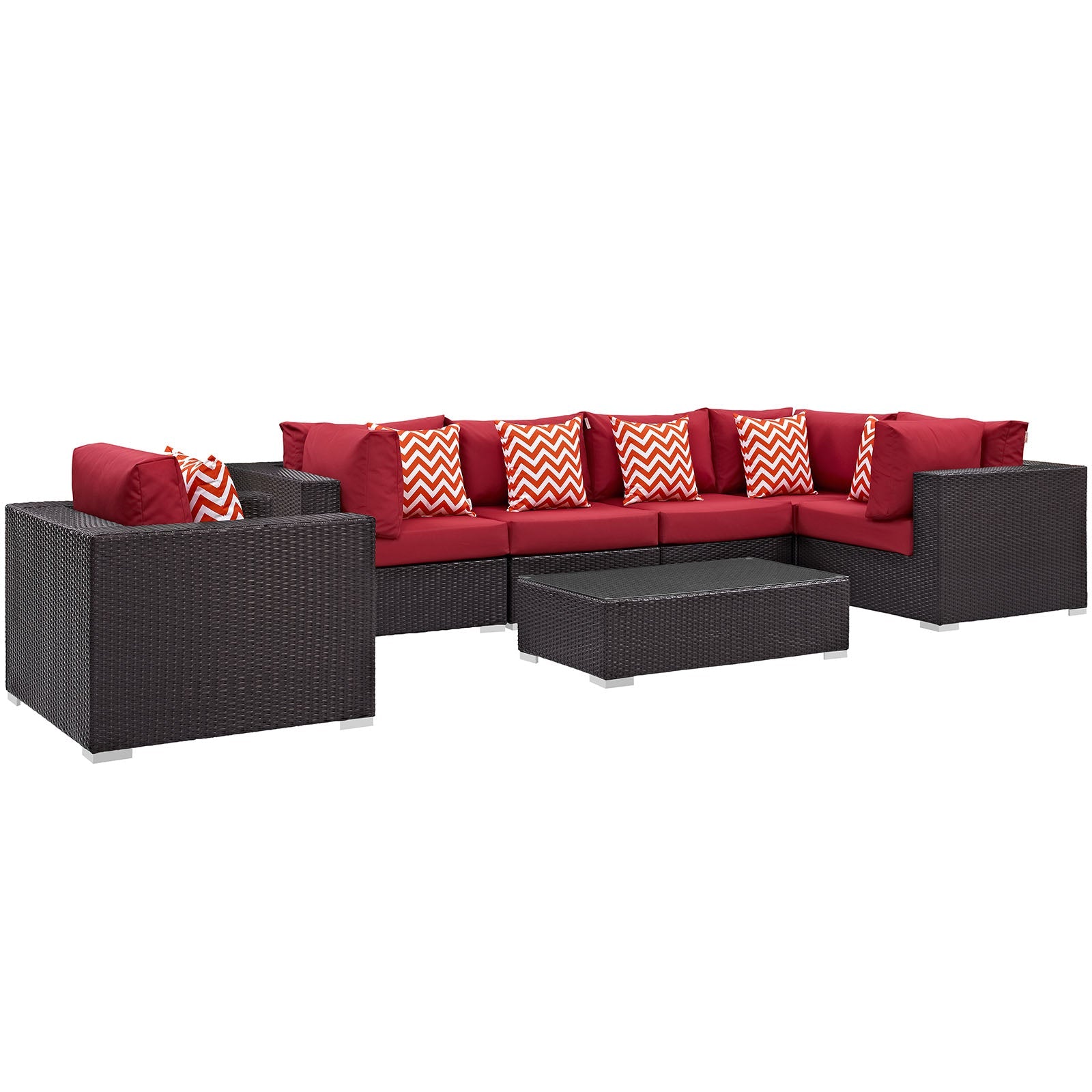 Modway Convene 7 Piece Outdoor Patio Sectional Set - EEI-2350 | Outdoor Sofas, Loveseats & Sectionals | 