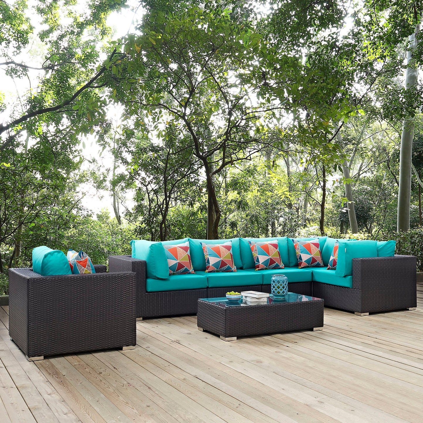 Modway Convene 7 Piece Outdoor Patio Sectional Set - EEI-2350 | Outdoor Sofas, Loveseats & Sectionals | 