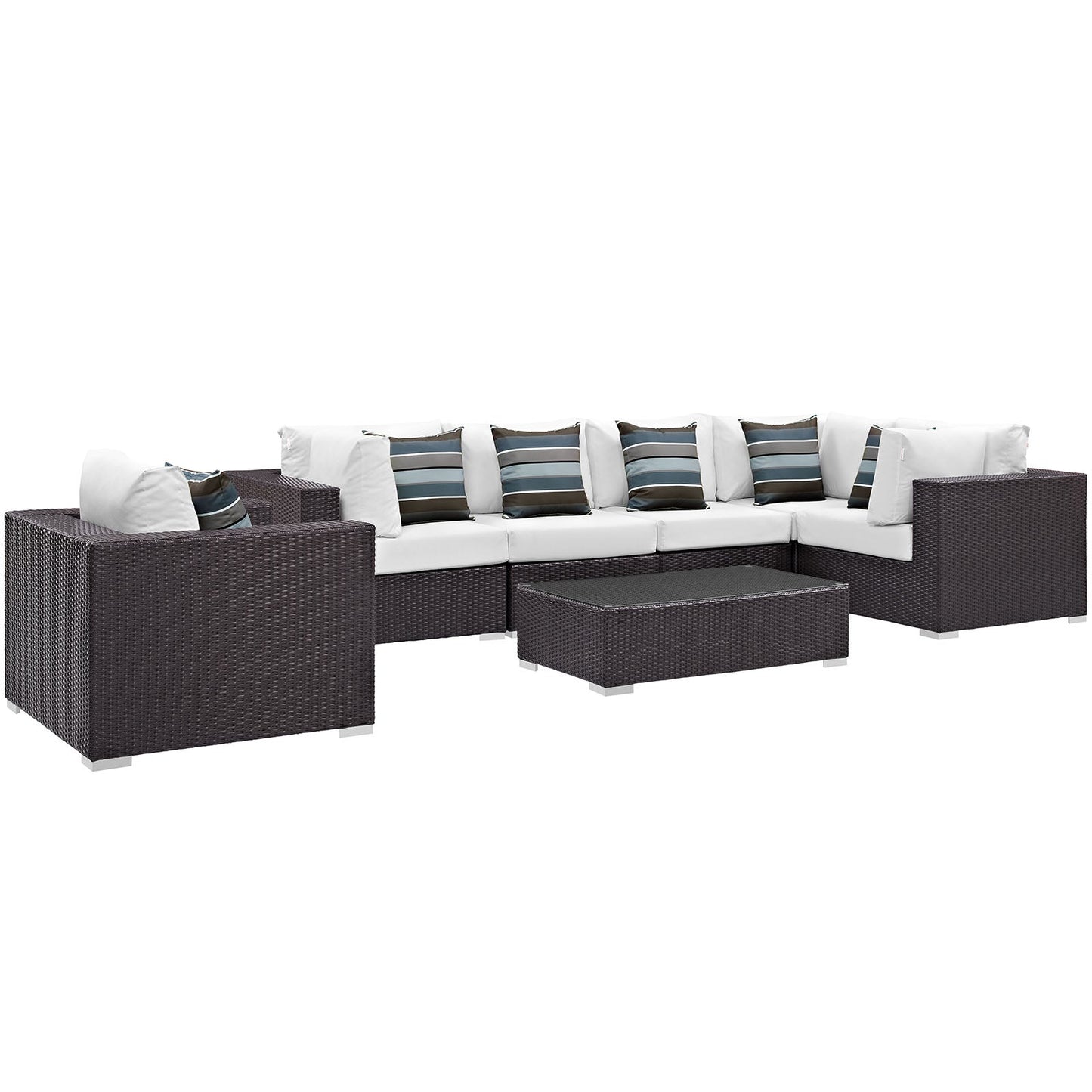 Modway Convene 7 Piece Outdoor Patio Sectional Set - EEI-2350 | Outdoor Sofas, Loveseats & Sectionals | 