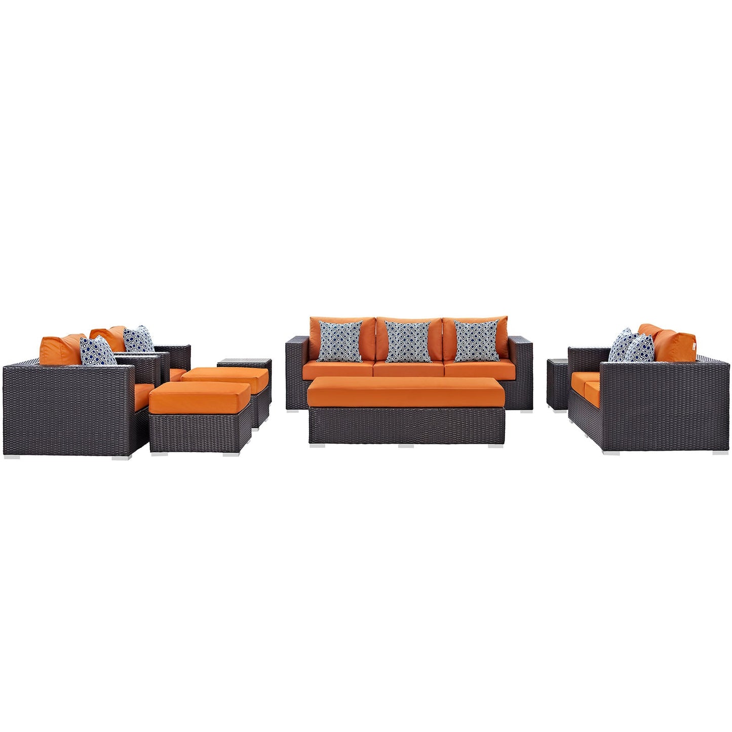 Modway Convene 9 Piece Outdoor Patio Sofa Set | Outdoor Sofas, Loveseats & Sectionals | 