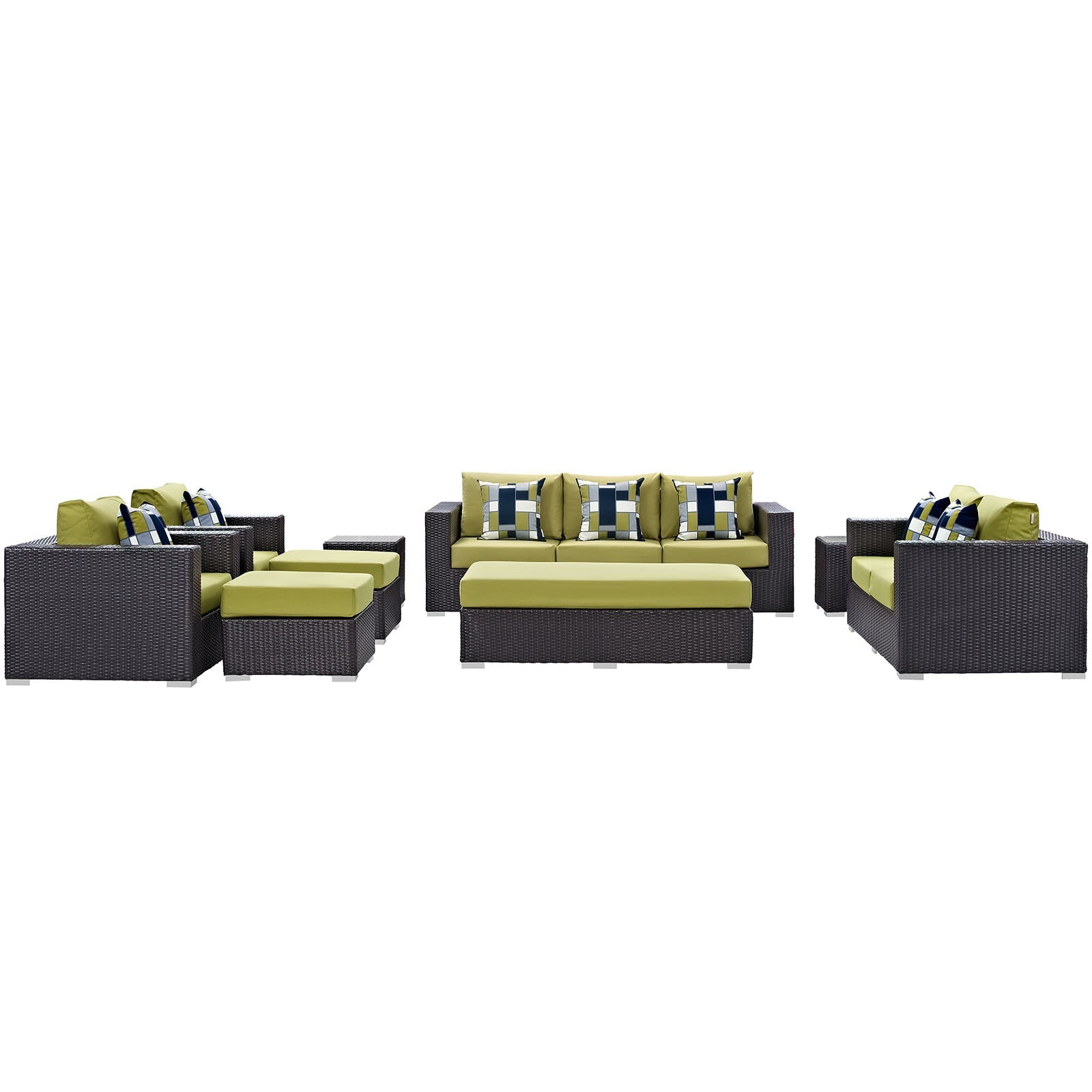 Modway Convene 9 Piece Outdoor Patio Sofa Set | Outdoor Sofas, Loveseats & Sectionals | 