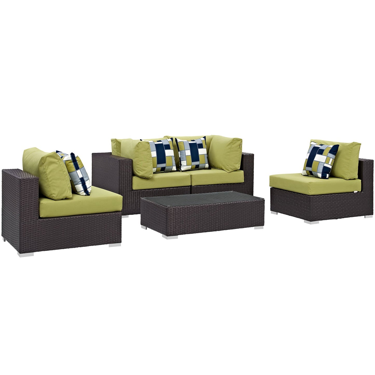 Modway Convene 5 Piece Outdoor Patio Sectional Set - EEI-2356 | Outdoor Sofas, Loveseats & Sectionals | 