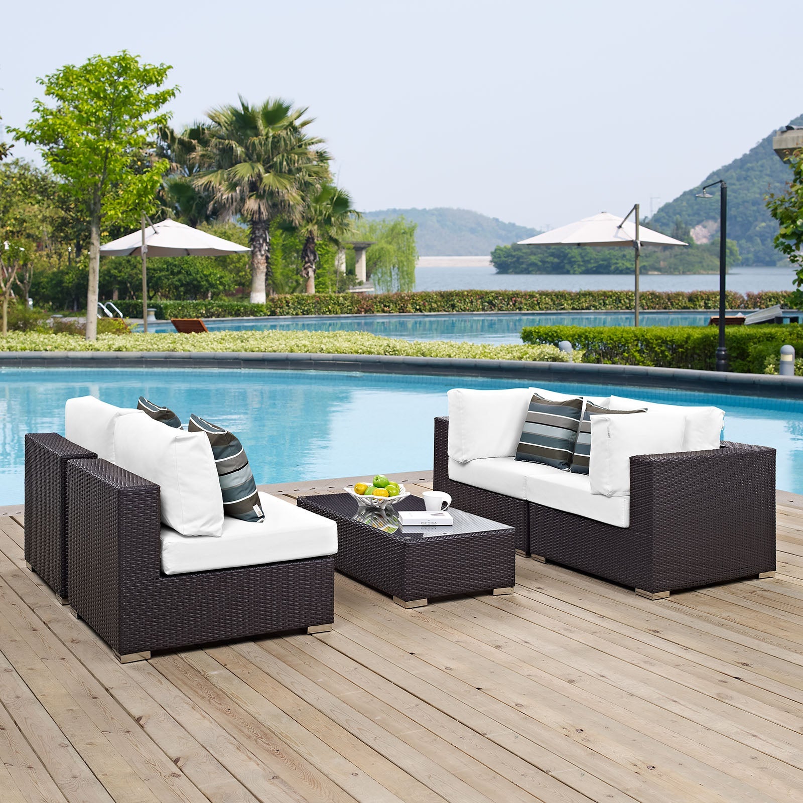 Modway Convene 5 Piece Outdoor Patio Sectional Set - EEI-2356 | Outdoor Sofas, Loveseats & Sectionals | 