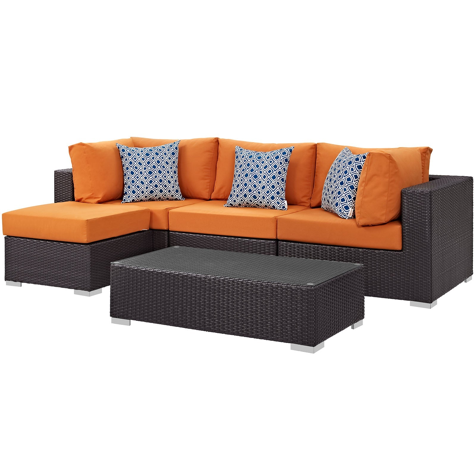 Modway Convene 5 Piece Outdoor Patio Sectional Set - EEI-2362 | Outdoor Sofas, Loveseats & Sectionals | 