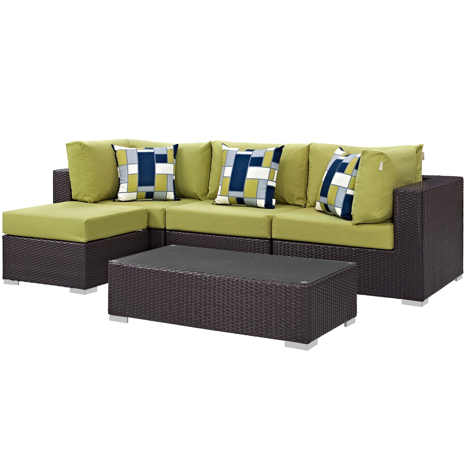 Modway Convene 5 Piece Outdoor Patio Sectional Set - EEI-2362 | Outdoor Sofas, Loveseats & Sectionals | 