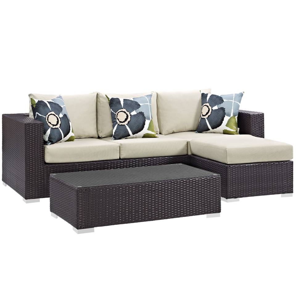 Modway Convene 3 Piece Outdoor Patio Sofa Set | Outdoor Sofas, Loveseats & Sectionals | 