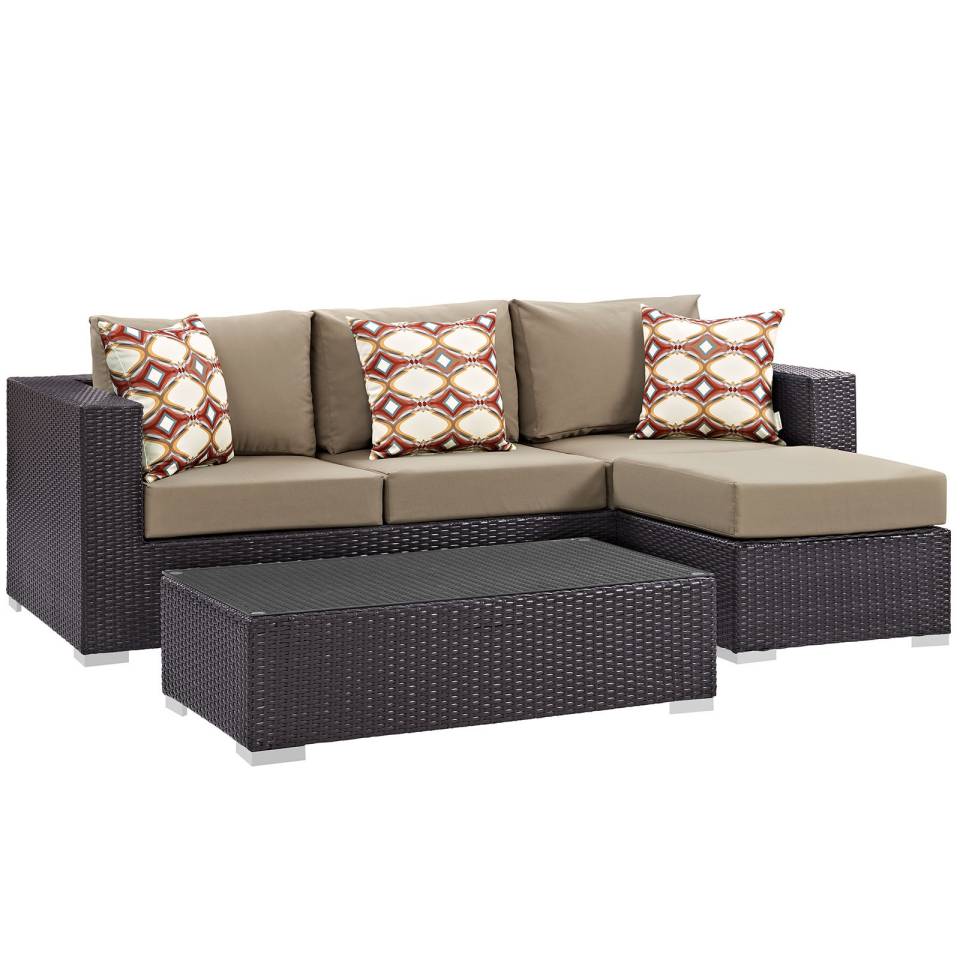 Modway Convene 3 Piece Outdoor Patio Sofa Set | Outdoor Sofas, Loveseats & Sectionals | 