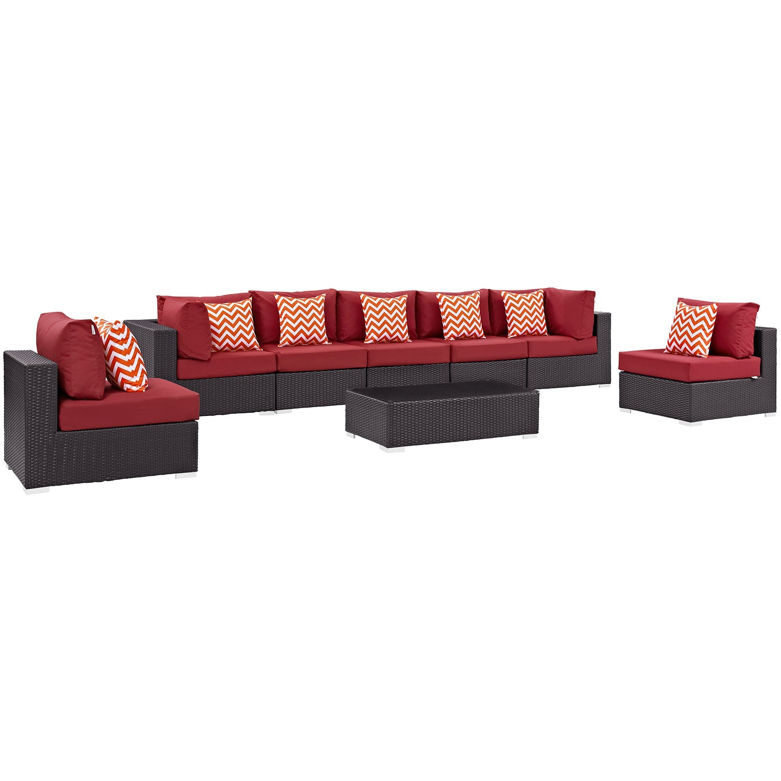 Modway Convene 8 Piece Outdoor Patio Sectional Set - EEI-2370 | Outdoor Sofas, Loveseats & Sectionals | 