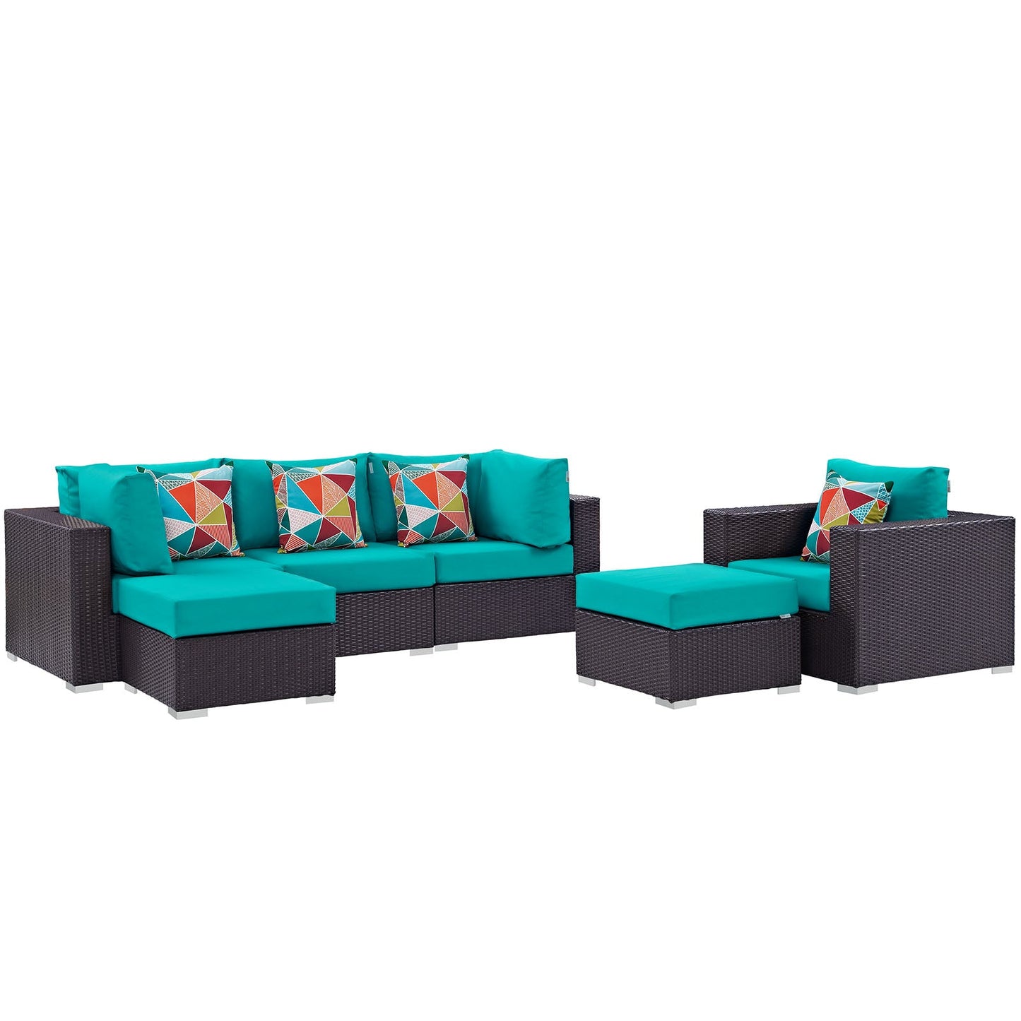 Modway Convene 6 Piece Outdoor Patio Sectional Set | Outdoor Sofas, Loveseats & Sectionals | 