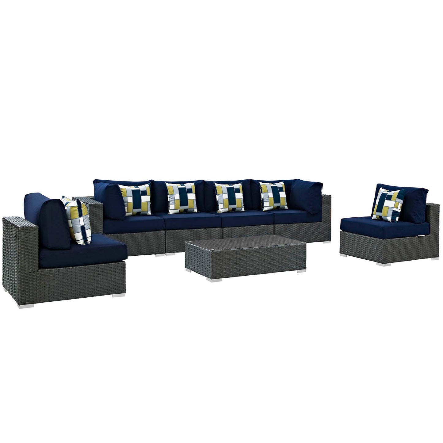 Modway Sojourn 7 Piece Outdoor Patio Sunbrella Sectional Set - EEI-2379 | Outdoor Sofas, Loveseats & Sectionals | Modishstore-16
