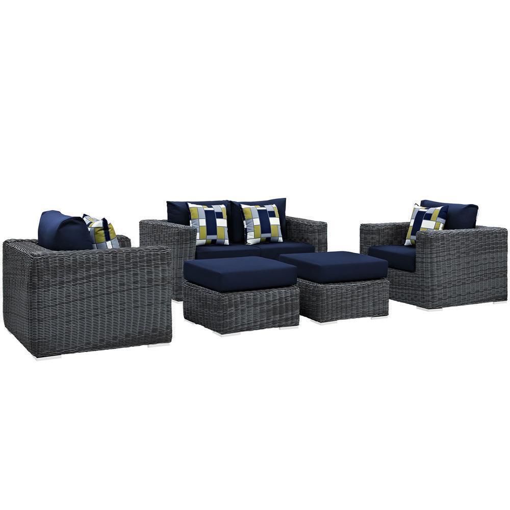 Modway Summon 5 Piece Outdoor Patio Sunbrella Sectional Set - EEI-2388 | Outdoor Sofas, Loveseats & Sectionals | Modishstore-3