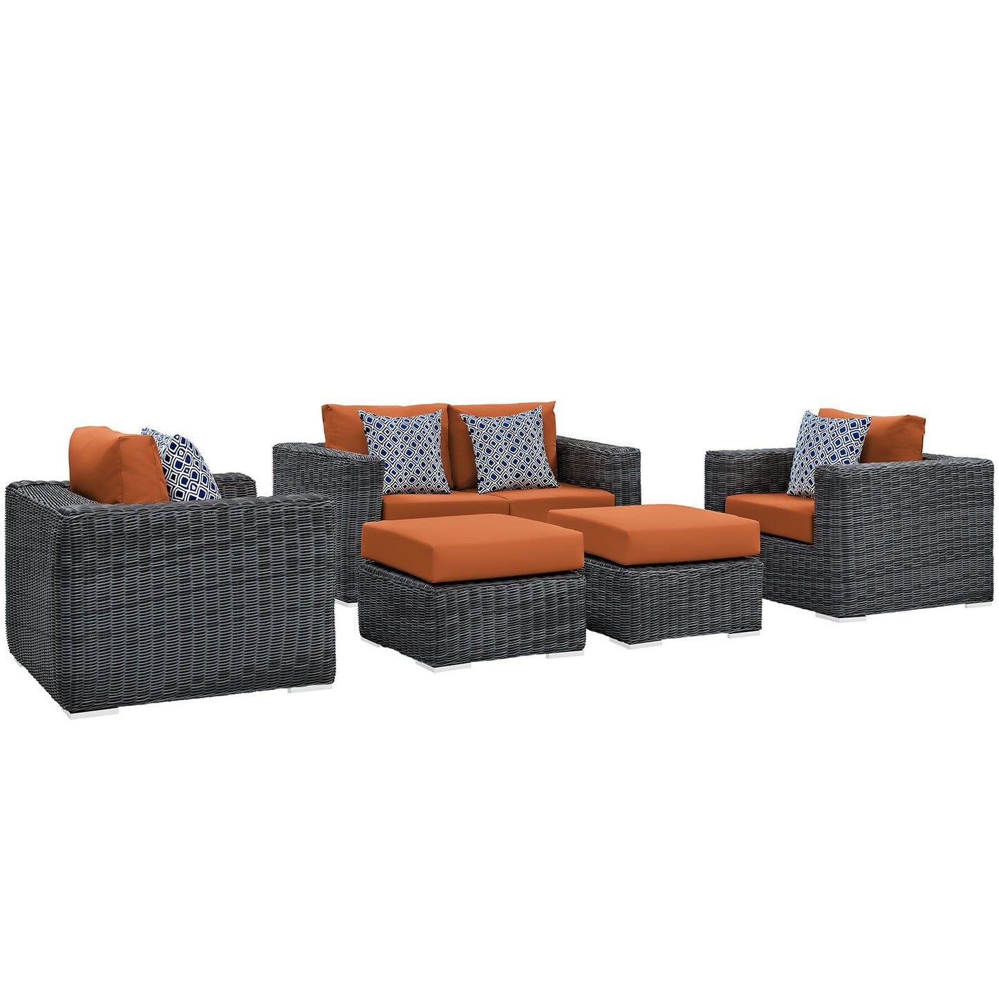 Modway Summon 5 Piece Outdoor Patio Sunbrella Sectional Set - EEI-2388