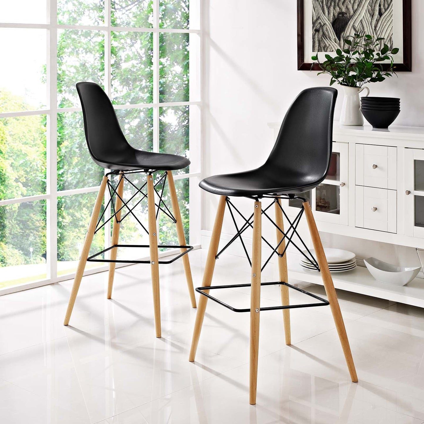 Modway Pyramid Dining Side Bar Stool - Set of 2 | Bar Stools | Modishstore-17