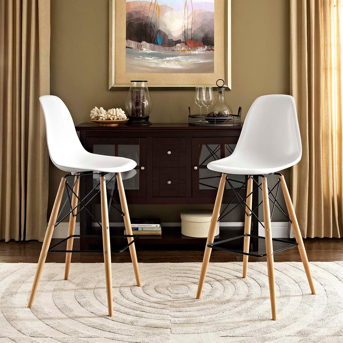 Modway Pyramid Dining Side Bar Stool - Set of 2 | Bar Stools | Modishstore