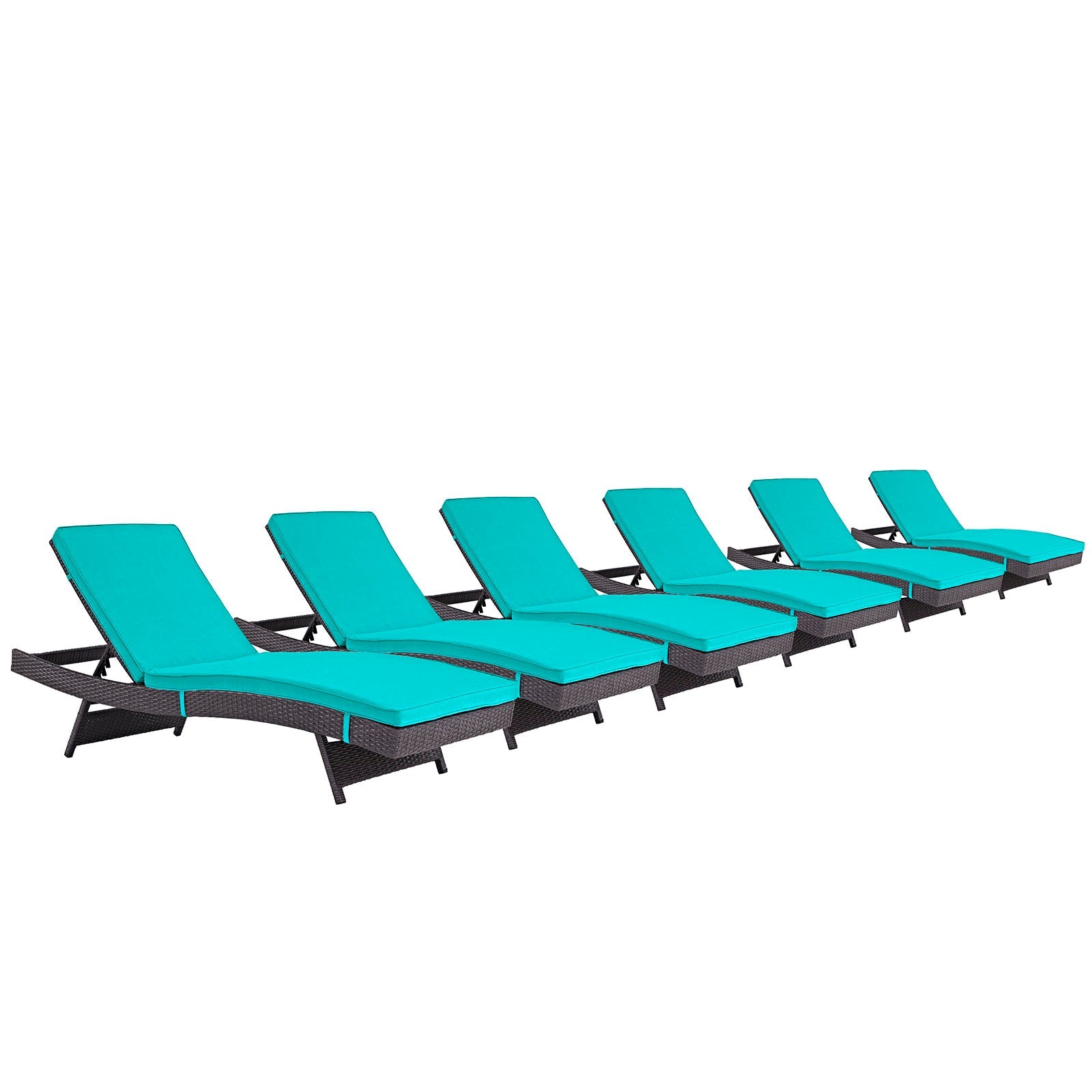 Modway Convene Chaise Outdoor Patio - Set of 6 | Outdoor Recliners & Lounge Chairs | 