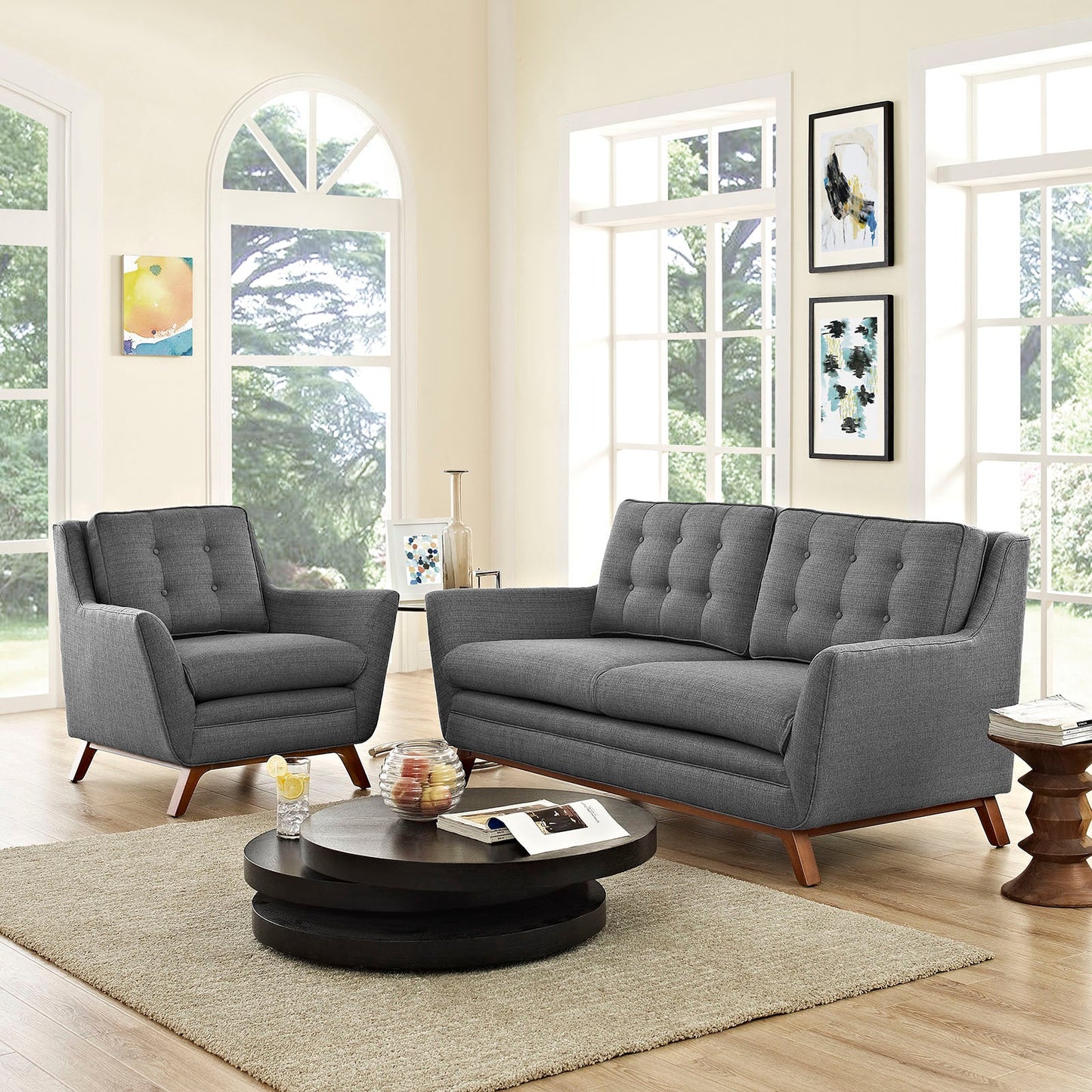 Beguile Living Room Set Upholstered Fabric Set Of 2 By Modway - EEI-2432 | Sofas - 12