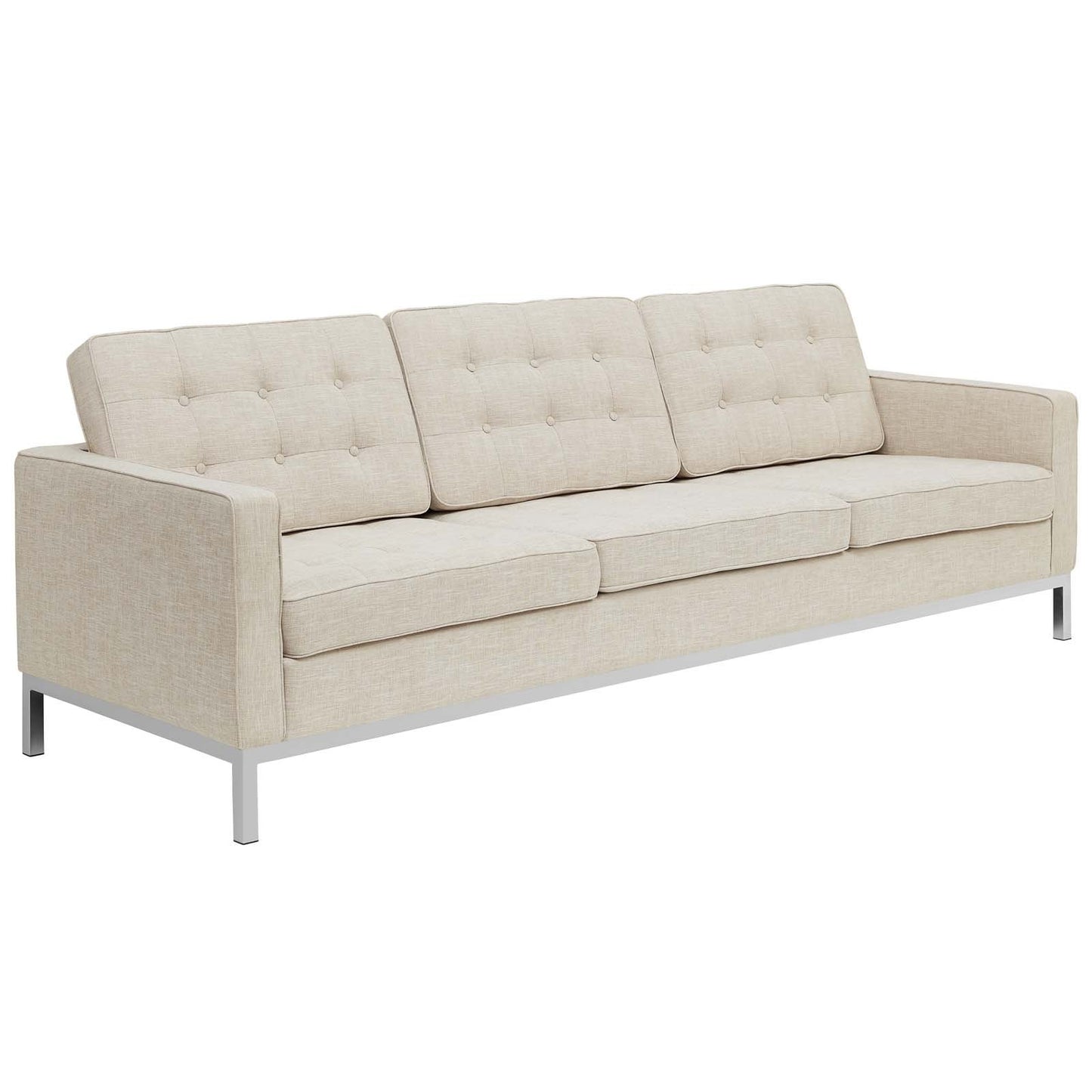 Modway Loft 3 Piece Upholstered Fabric Sofa and Armchair Set