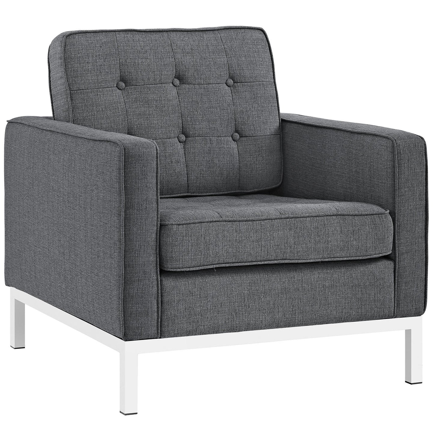 Modway Loft 3 Piece Upholstered Fabric Sofa and Armchair Set
