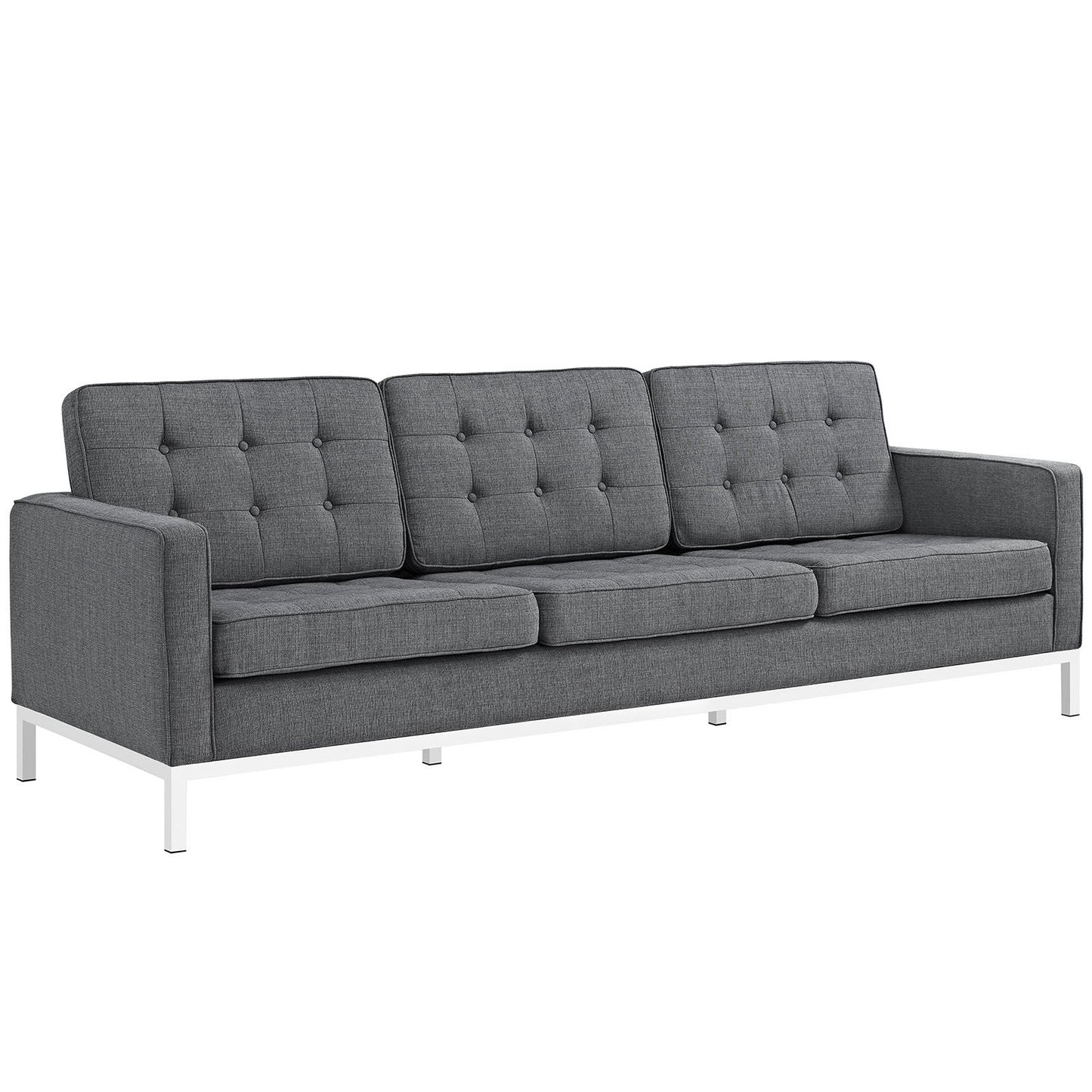 Modway Loft 3 Piece Upholstered Fabric Sofa and Armchair Set