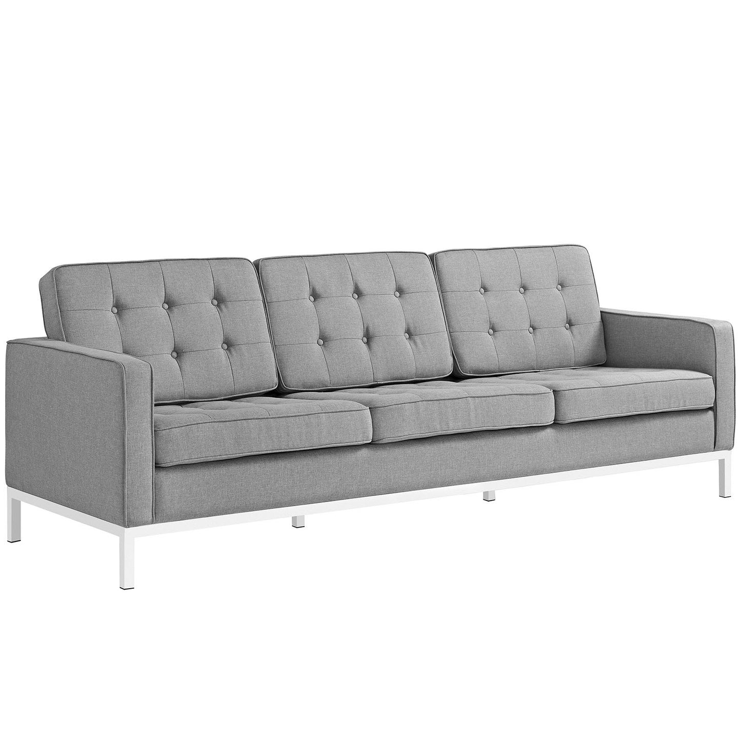 Modway Loft 3 Piece Upholstered Fabric Sofa and Armchair Set