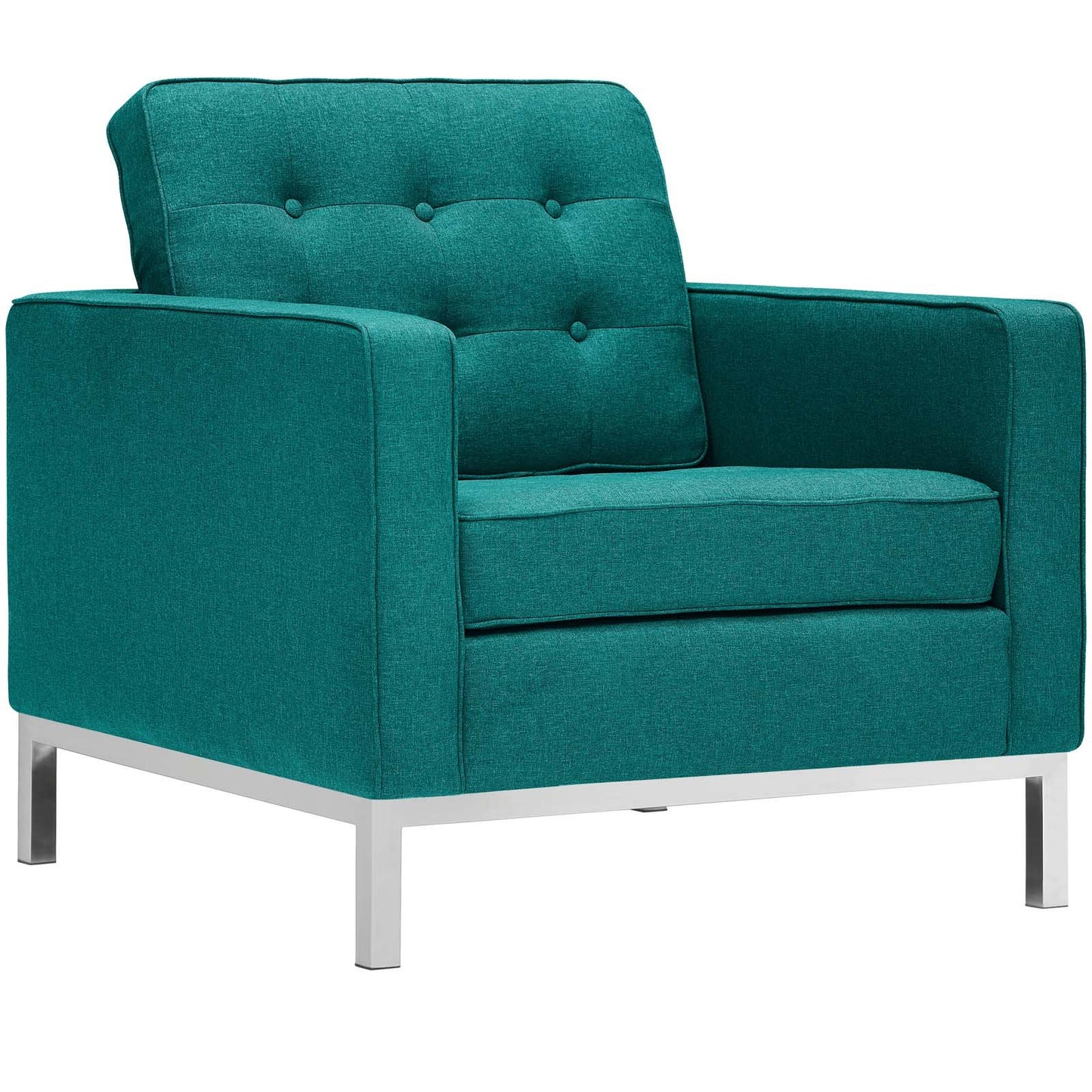 Modway Loft 3 Piece Upholstered Fabric Sofa and Armchair Set