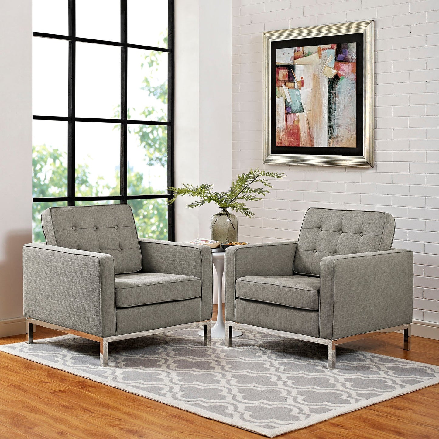 Modway Loft Armchairs Upholstered Fabric - Set of 2 - EEI-2440