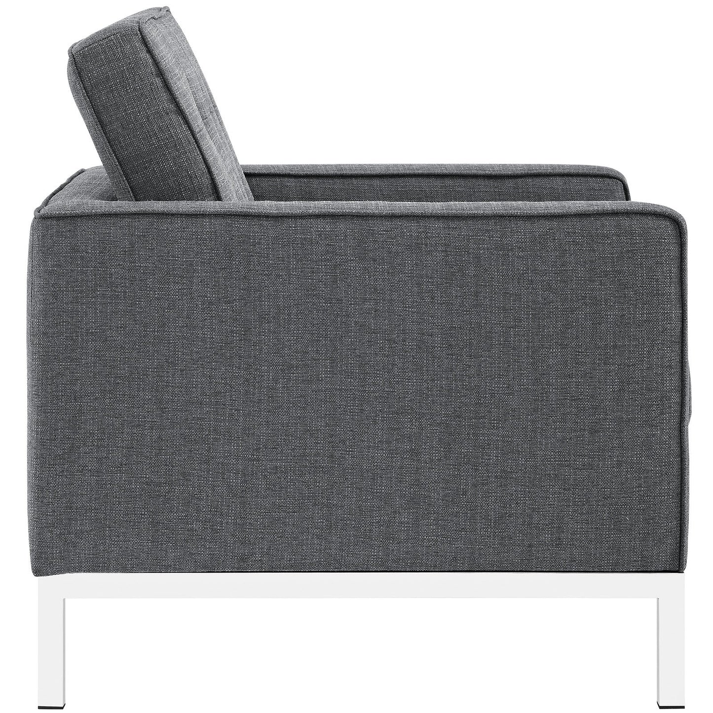 Modway Loft 3 Piece Upholstered Fabric Sofa Loveseat and Armchair Set