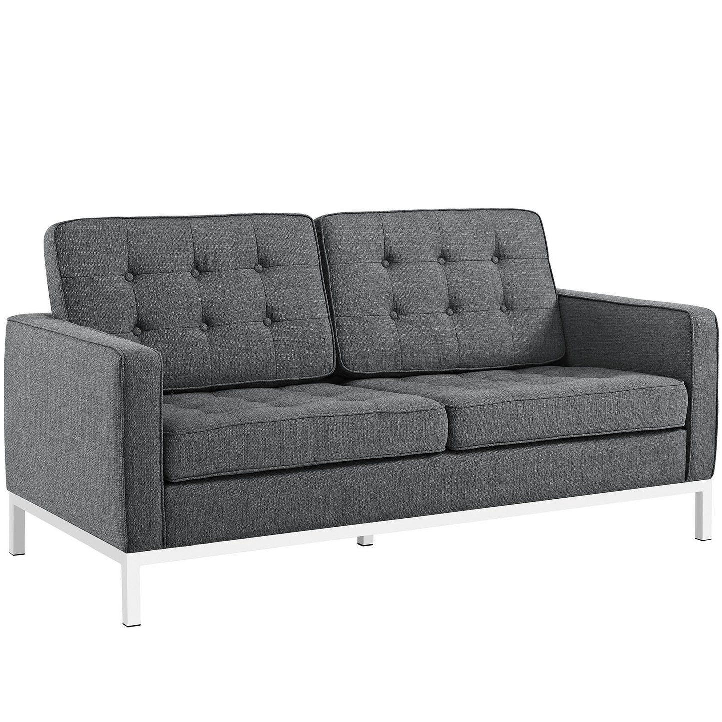 Modway Loft 3 Piece Upholstered Fabric Sofa Loveseat and Armchair Set