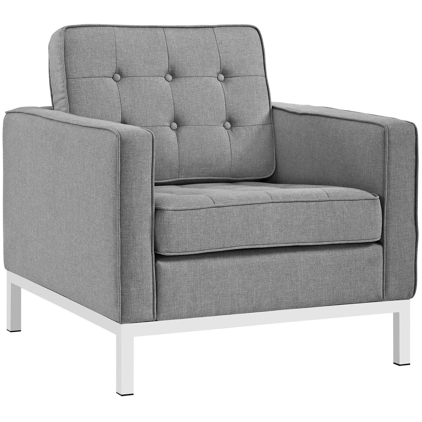 Modway Loft 3 Piece Upholstered Fabric Sofa Loveseat and Armchair Set