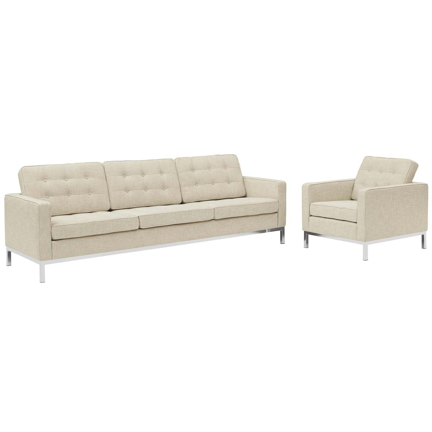 Modway Loft 2 Piece Upholstered Fabric Sofa and Armchair Set