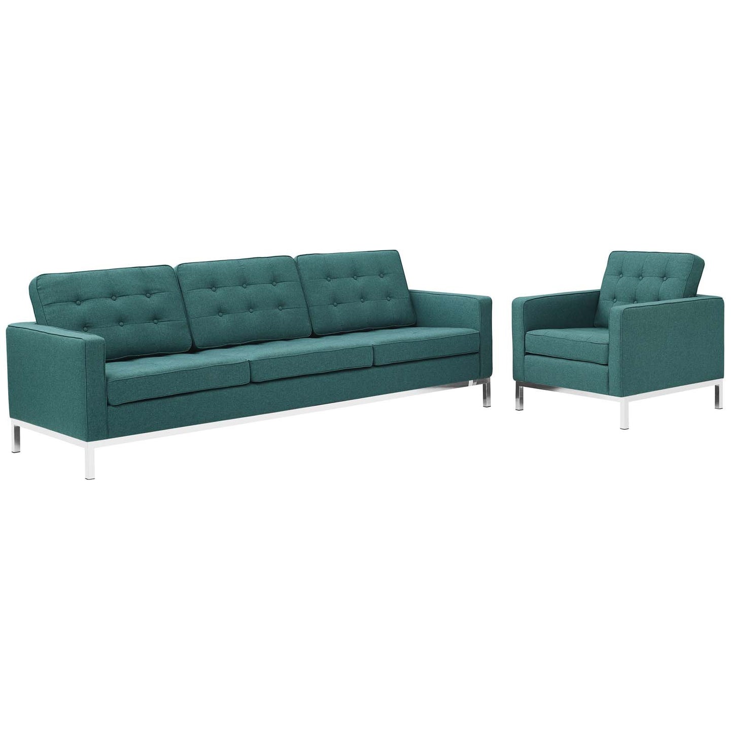 Modway Loft 2 Piece Upholstered Fabric Sofa and Armchair Set