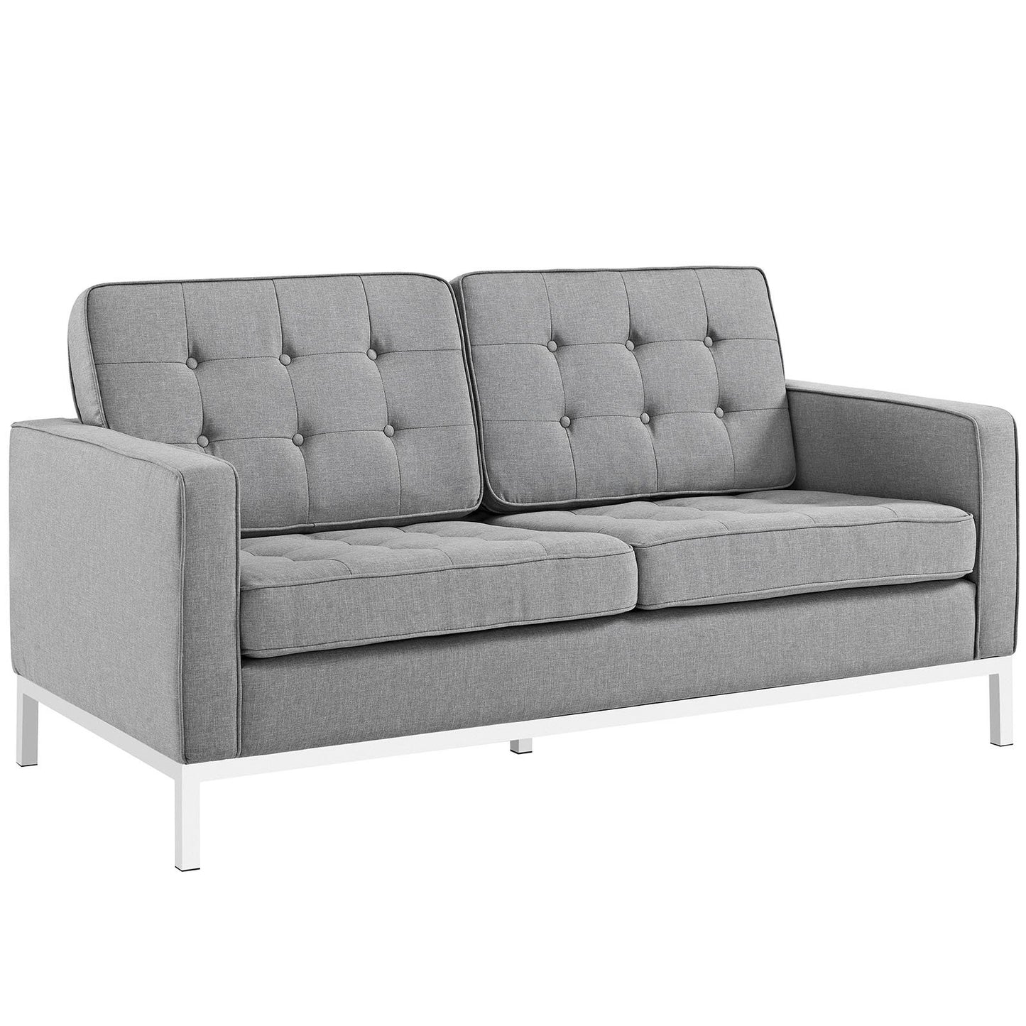 Modway Loft 2 Piece Upholstered Fabric Sofa and Loveseat Set