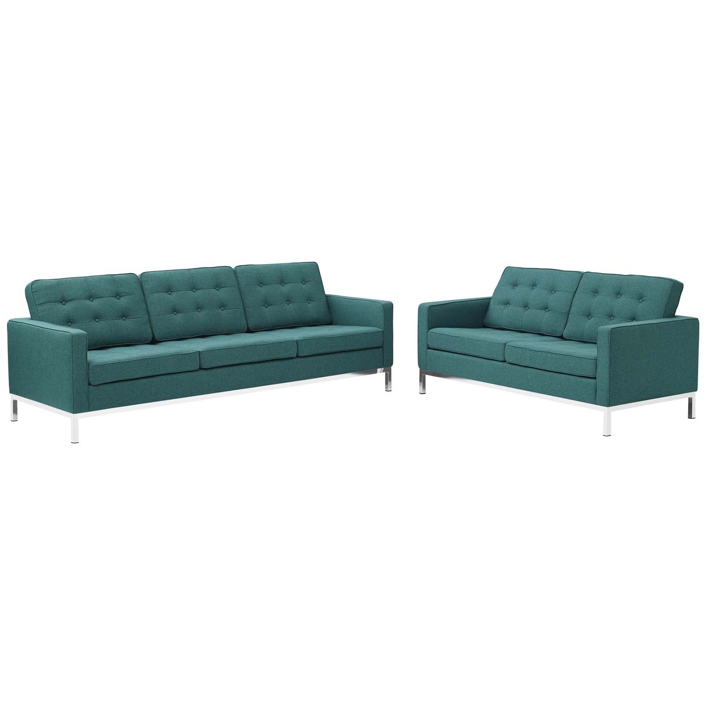 Modway Loft 2 Piece Upholstered Fabric Sofa and Loveseat Set