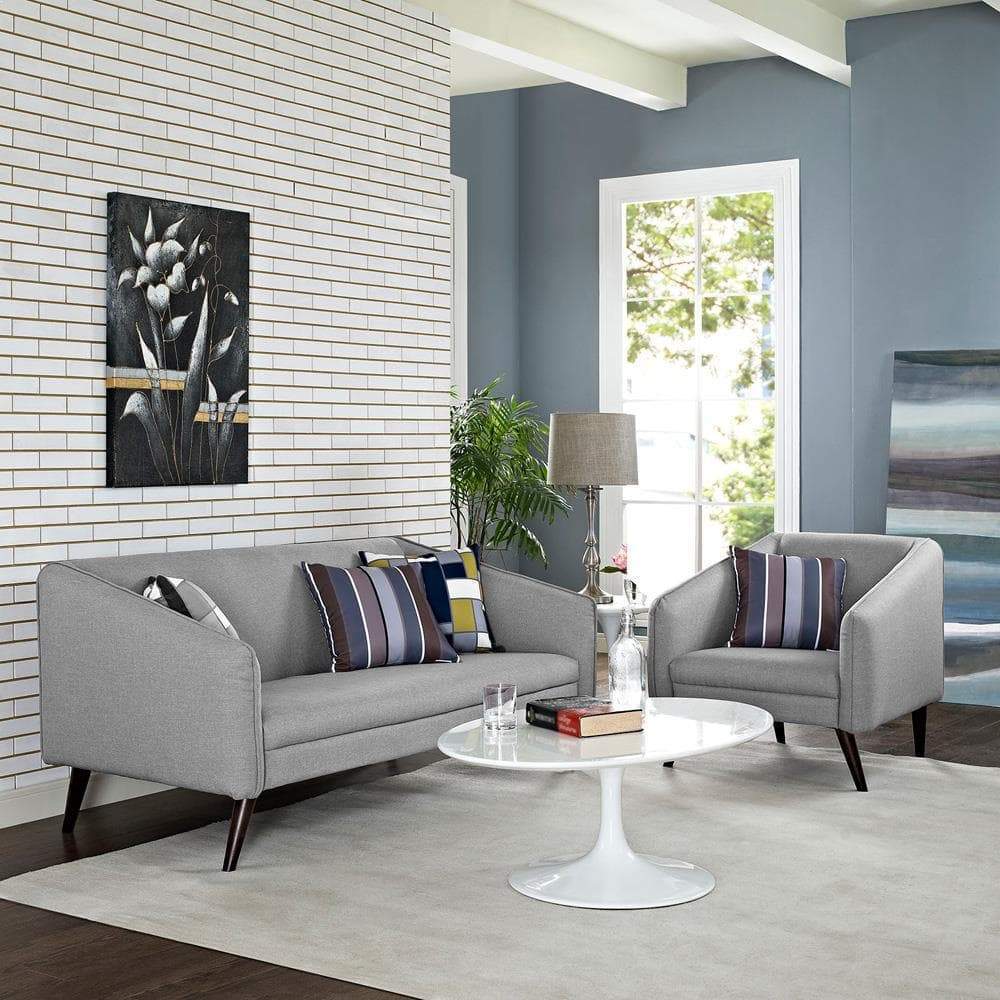 Modway Slide Living Room Set Set of 2 - Light Gray