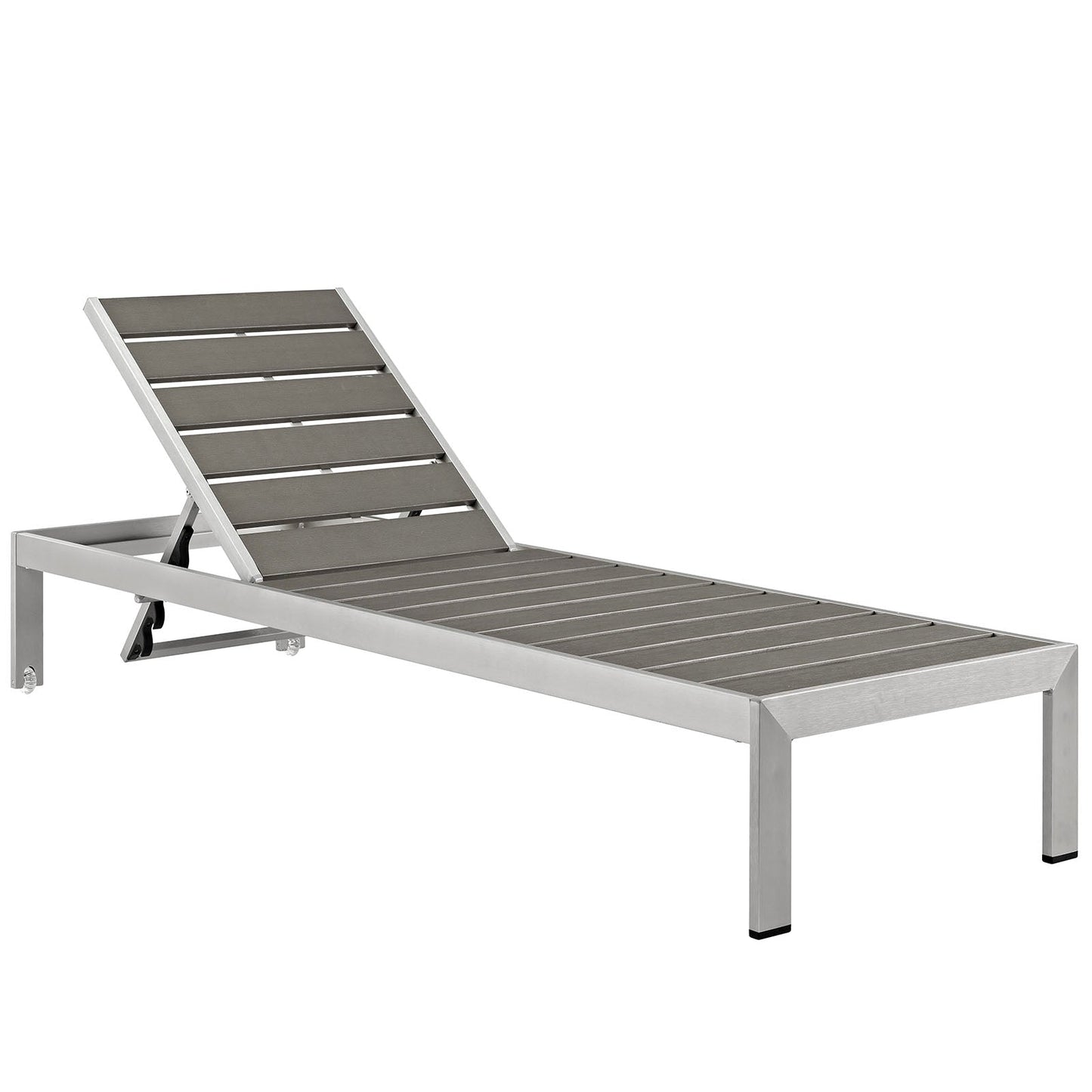 Modway EEI-2466 Shore 3 Piece Outdoor Patio Aluminum Set - Silver Gray | Outdoor Recliners & Lounge Chairs | 