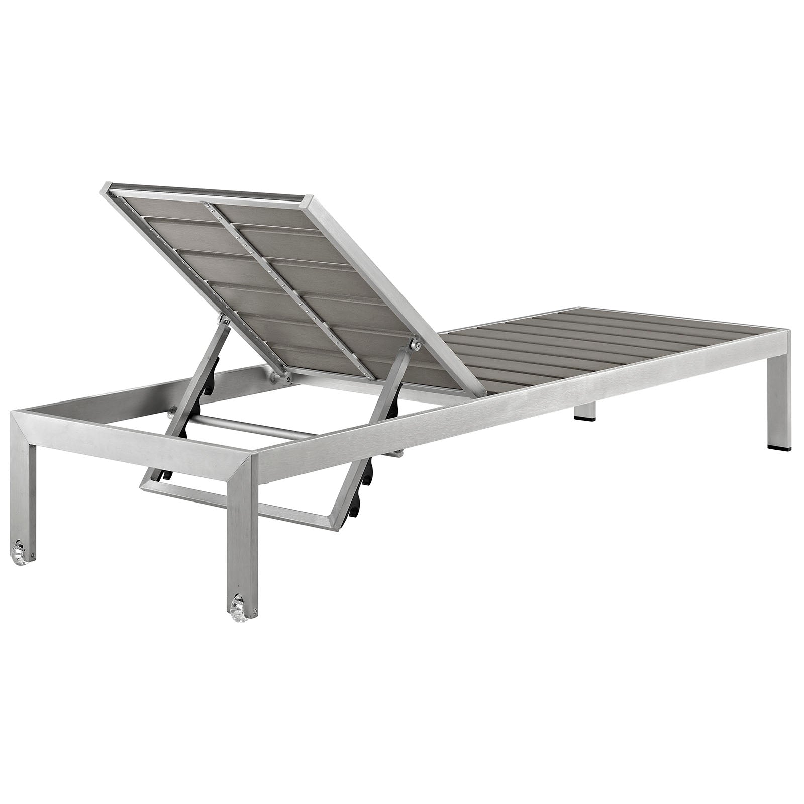 Modway EEI-2467 Shore Set of 2 Outdoor Patio Aluminum Chaise - Silver Gray | Outdoor Recliners & Lounge Chairs | 