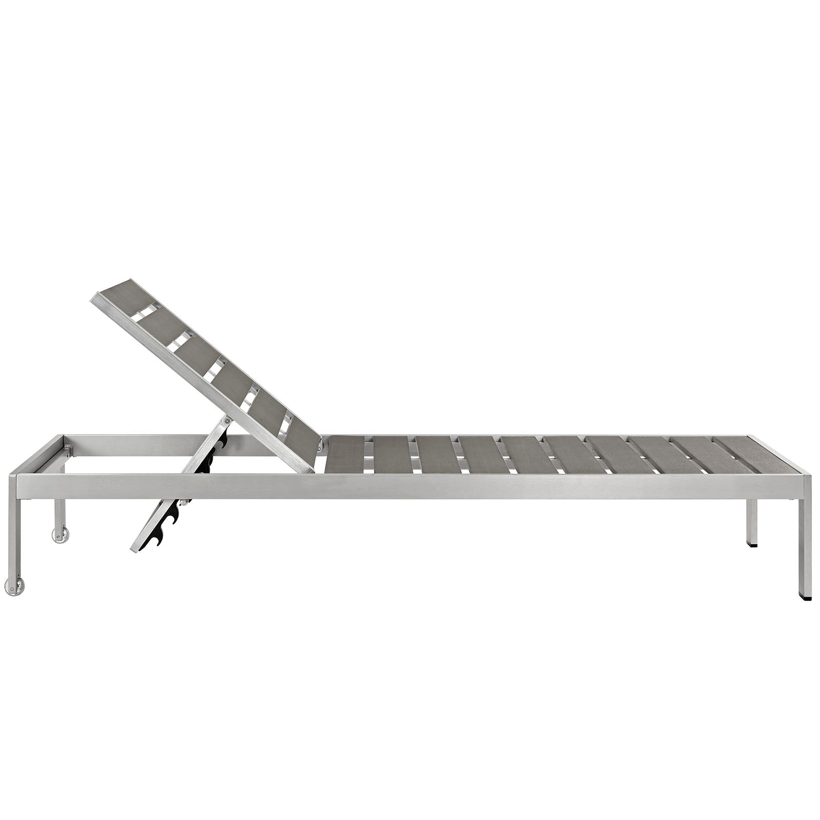 Modway EEI-2468 Shore Set of 4 Outdoor Patio Aluminum Chaise - Silver Gray | Outdoor Recliners & Lounge Chairs | 