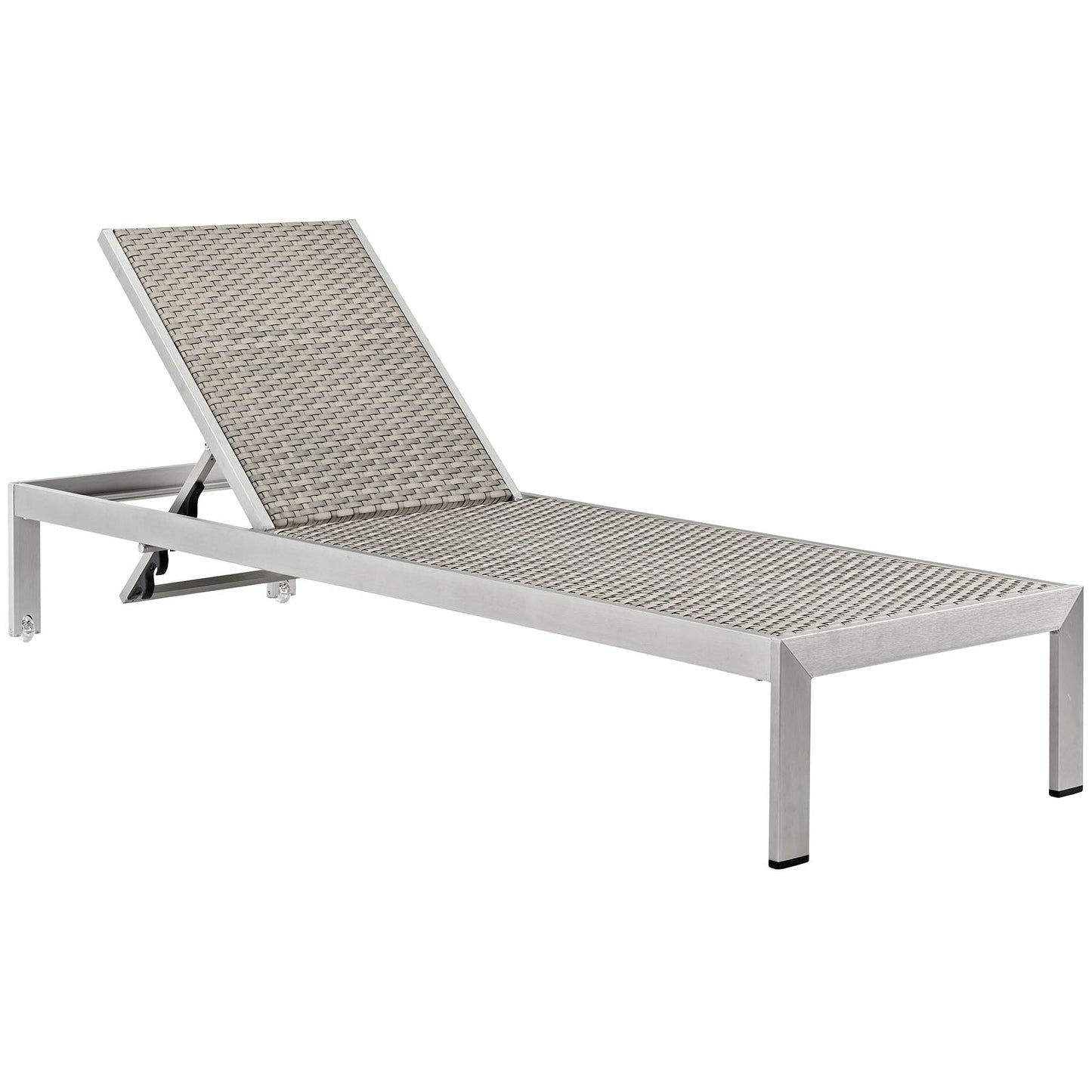 Modway EEI-2477 Shore Set of 2 Outdoor Patio Aluminum Chaise - Silver Gray | Outdoor Recliners & Lounge Chairs | 