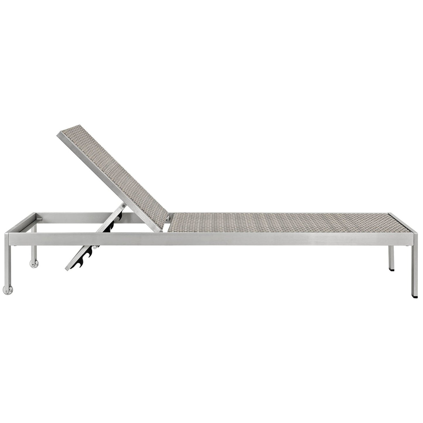 Modway EEI-2477 Shore Set of 2 Outdoor Patio Aluminum Chaise - Silver Gray | Outdoor Recliners & Lounge Chairs | 