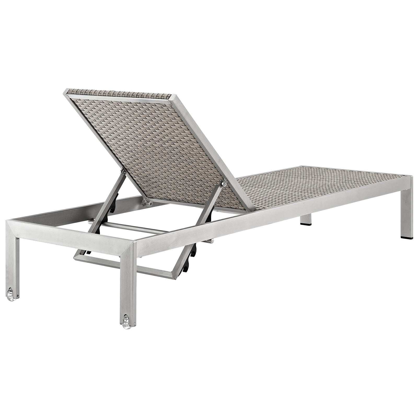 Modway EEI-2479 Shore Set of 6 Outdoor Patio Aluminum Chaise - Silver Gray | Outdoor Recliners & Lounge Chairs | 