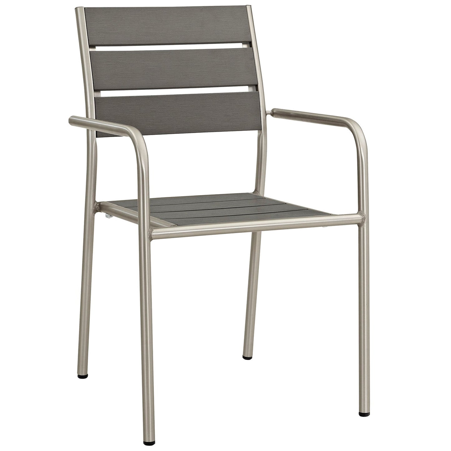 Modway EEI-2481 Shore 5 Piece Outdoor Patio Aluminum Dining Set - Silver Gray | Dining Sets | 