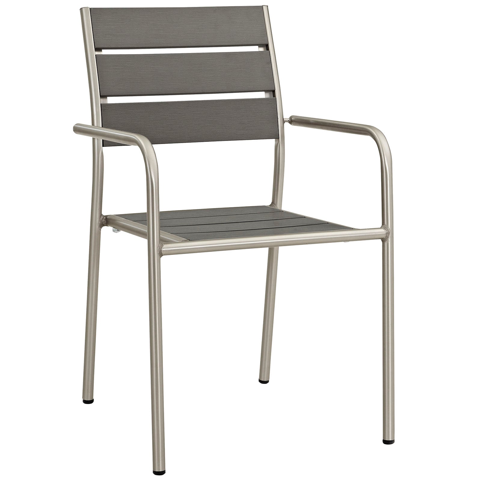 Modway EEI-2481 Shore 5 Piece Outdoor Patio Aluminum Dining Set - Silver Gray | Dining Sets | 