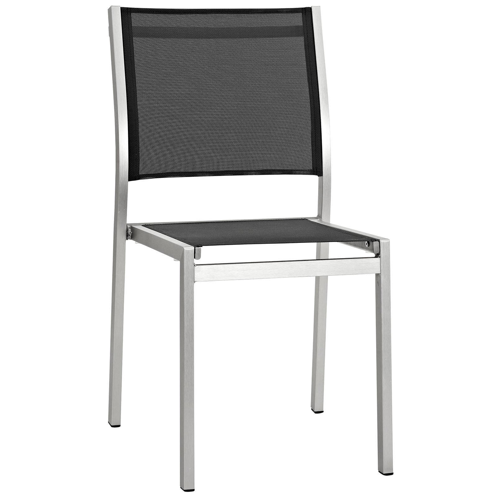 Modway EEI-2482 Shore 5 Piece Outdoor Patio Aluminum Dining Set - Silver Black | Dining Sets | 