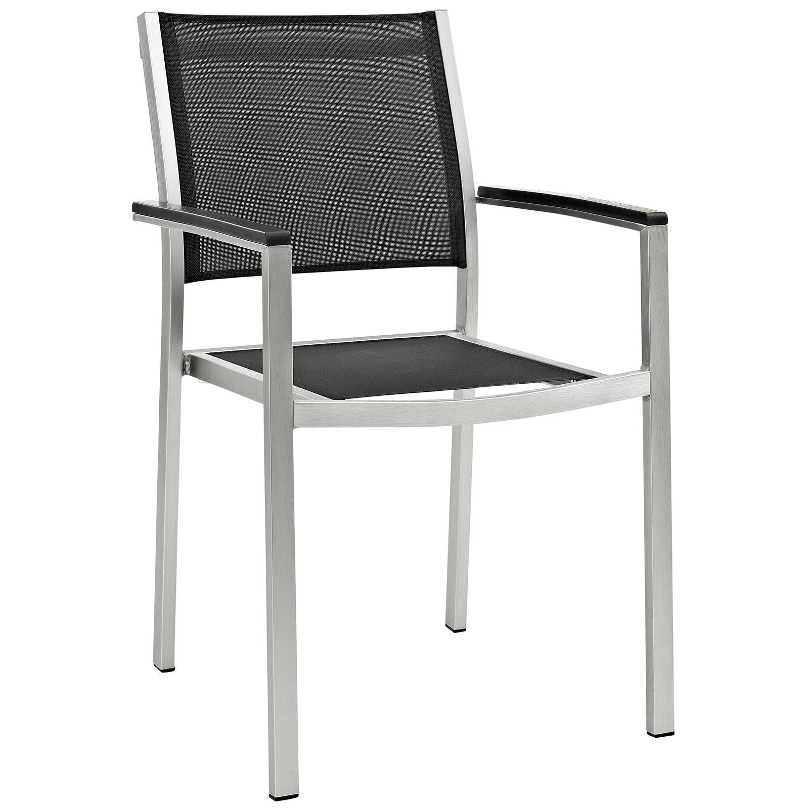 Modway EEI-2483 Shore 5 Piece Outdoor Patio Aluminum Dining Set - Silver Black | Dining Sets | 