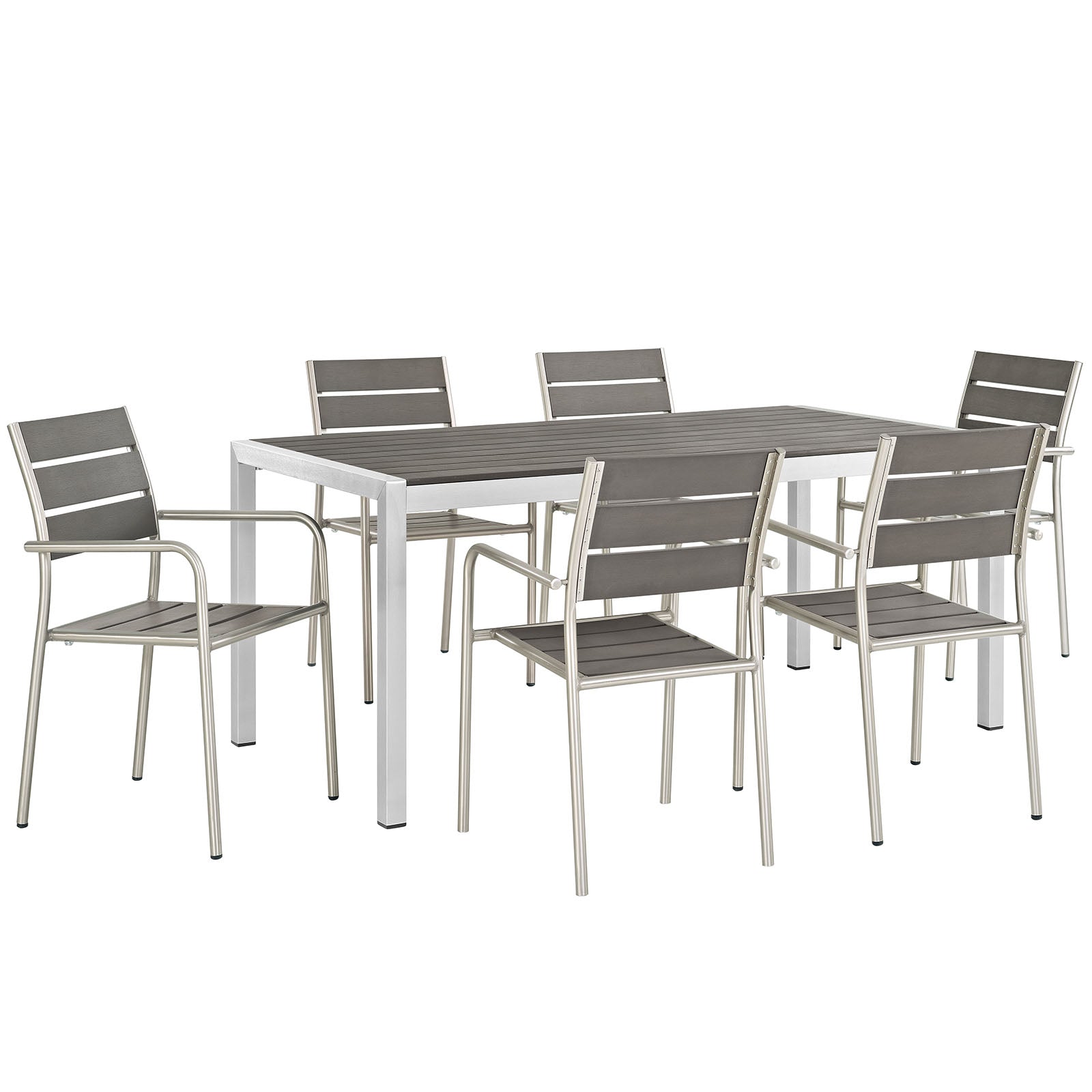 Modway Shore 7 Piece Outdoor Patio Aluminum Dining Set | Outdoor Dining Set | Modishstore-9