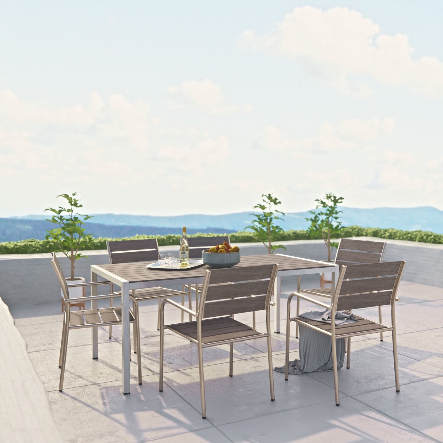Modway Shore 7 Piece Outdoor Patio Aluminum Dining Set | Outdoor Dining Set | Modishstore-8