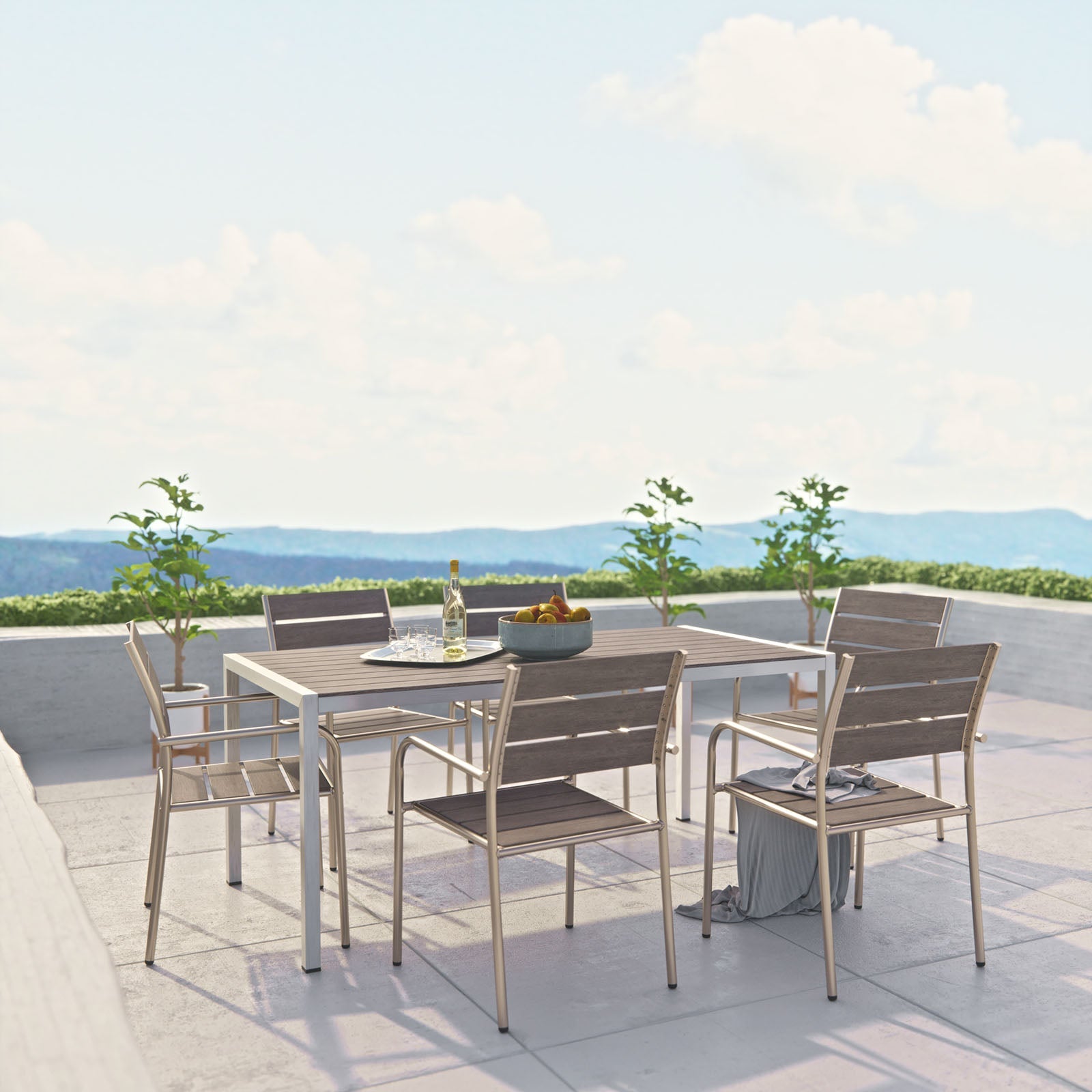 Modway Shore 7 Piece Outdoor Patio Aluminum Dining Set | Outdoor Dining Set | Modishstore-8