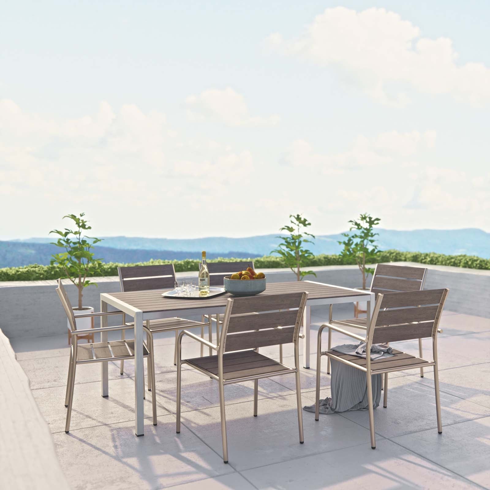 Modway Shore 7 Piece Outdoor Patio Aluminum Dining Set | Outdoor Dining Set | Modishstore