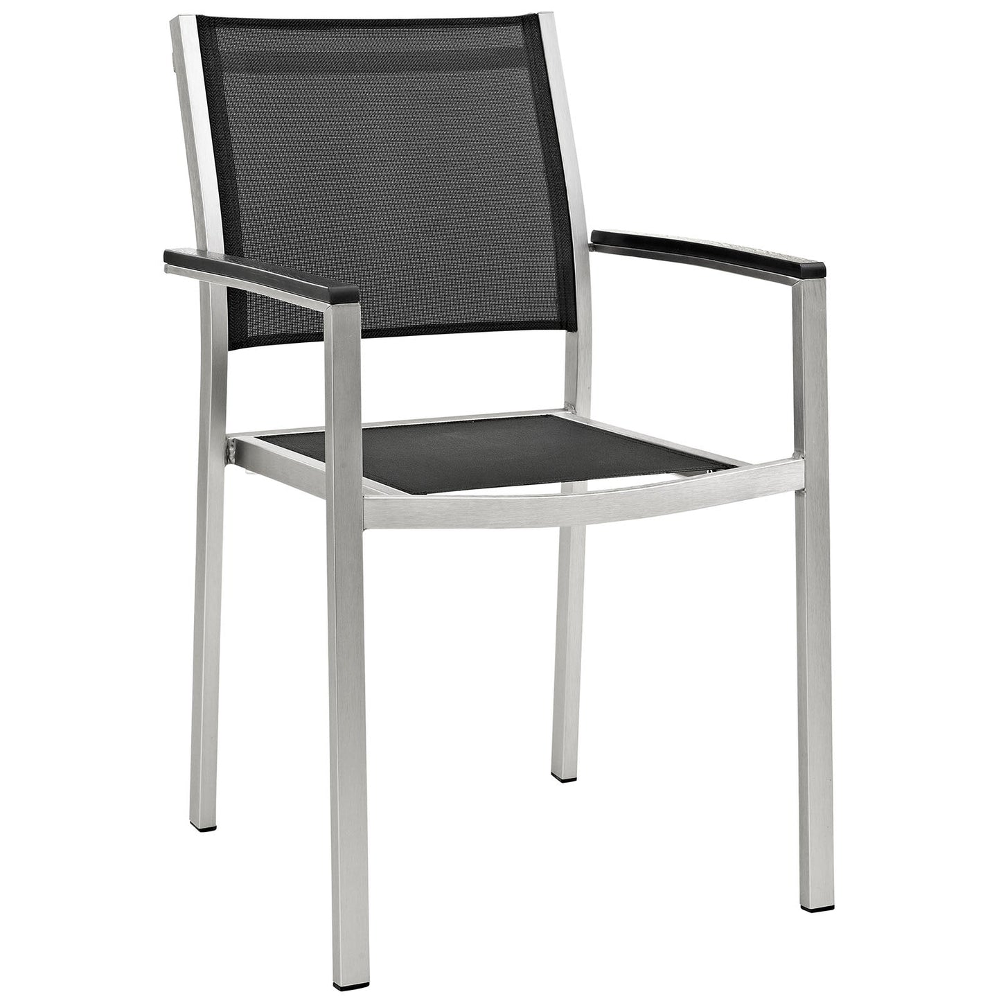 Modway EEI-2486 Shore 7 Piece Outdoor Patio Aluminum Dining Set - Silver Black | Dining Sets | 